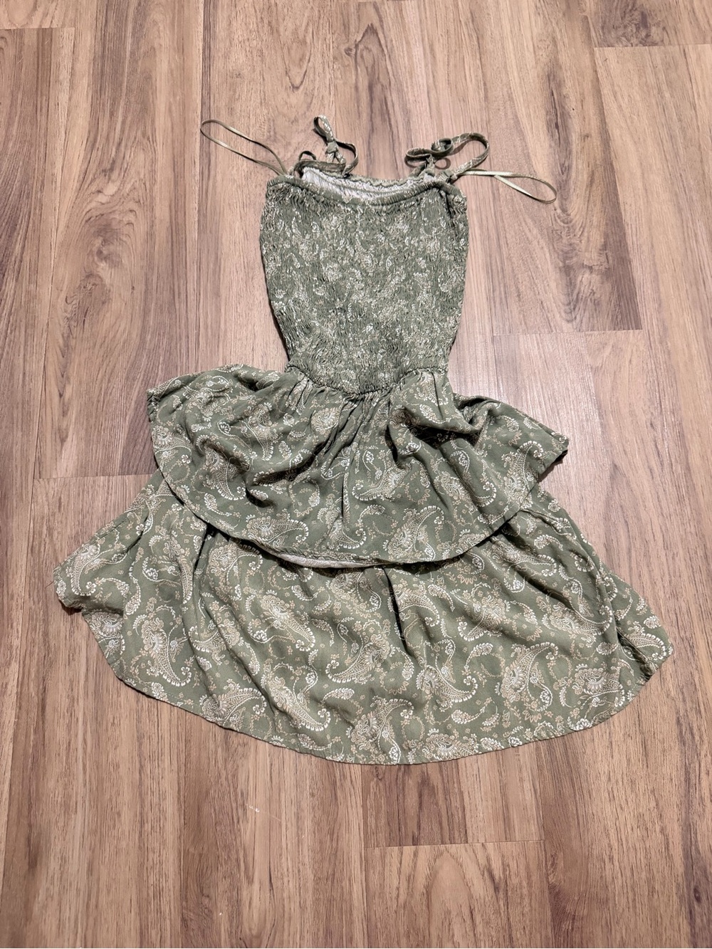 Girls' Green Paisley Tiered Sundress